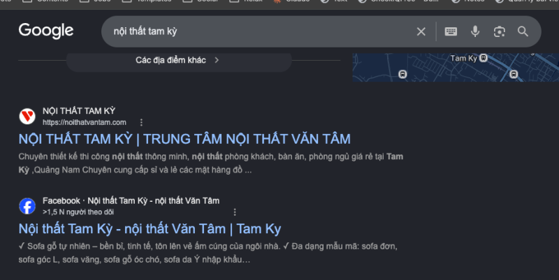 Kết quả tìm kiếm Google cho từ khoá nội thất Tam Kỳ, website Nội thất Văn Tâm ở vị trí 1
