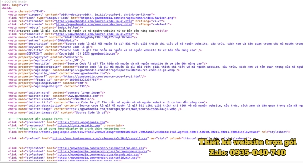 Mã nguồn website