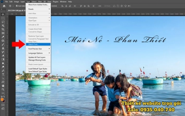 Match Font trong Photoshop