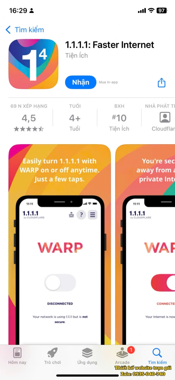 Tải app Cloudflare WARP