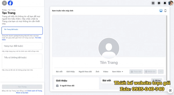 Thêm thông tin fanpage