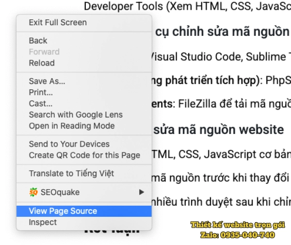 View Page Source