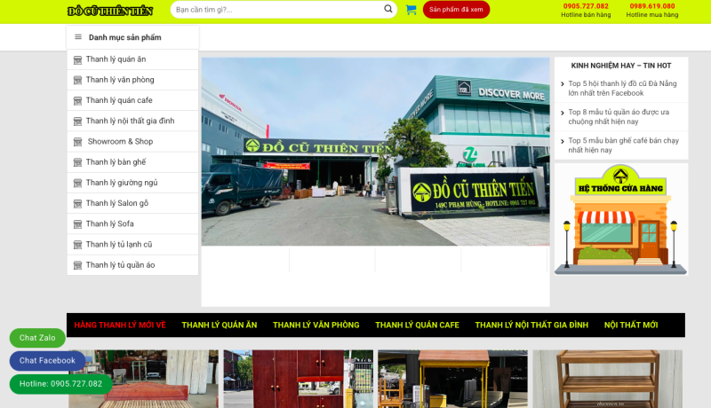 Website Đồ Cũ Thiên Tiến chạy WordPress với danh mục đồ cũ theo từng nhóm hàng