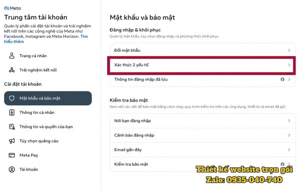 Cách Xác thực 2 yếu tố Facebook