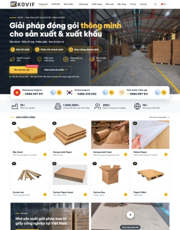 Website KOVIF – bao bì giấy công nghiệp