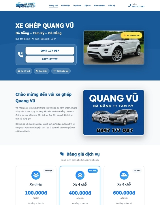 Khám phá website Xe ghép Quang Vũ