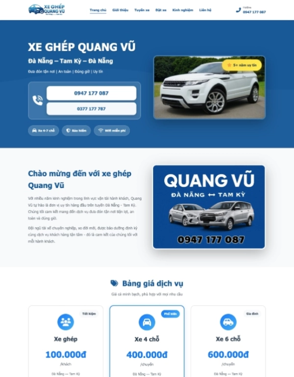 Website Xe ghép Quang Vũ
