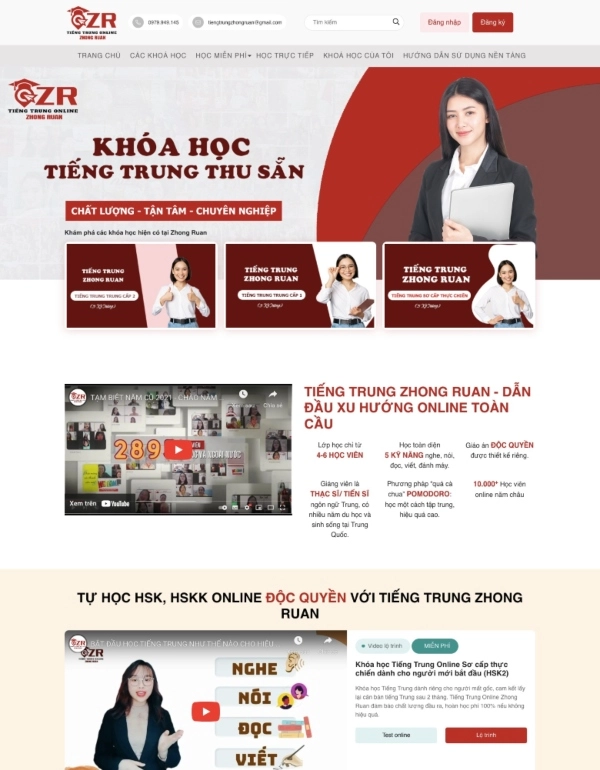 Website Trung tâm dạy tiếng trung Zhong Ruan